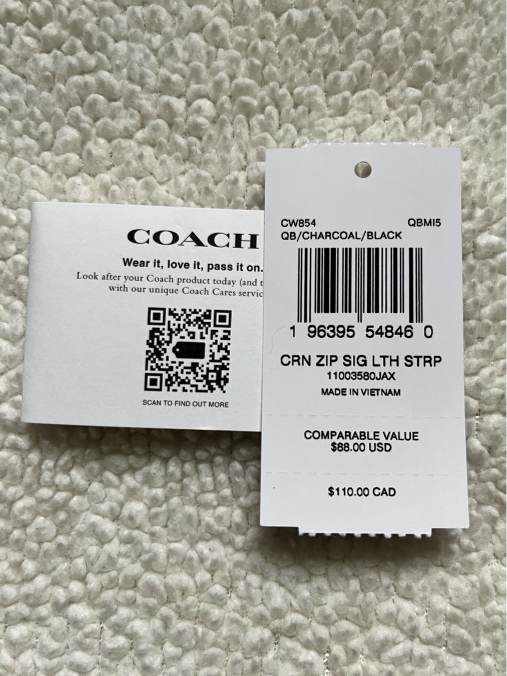 NWT Coach Black Leather Wristlet with Strap - Picture 6 of 11